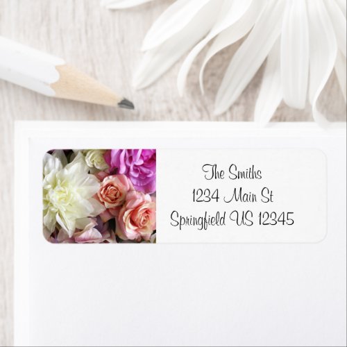 Floral pink and white return address labels