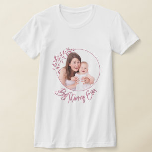 Floral Pink and White Script Custom Mother's Day  T-Shirt