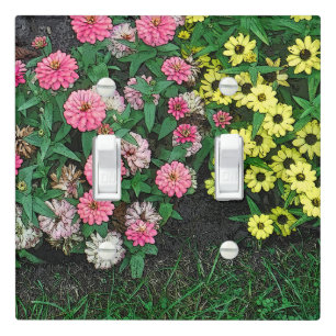 FLORAL / PINK AND YELLOW FLOWERS LIGHT SWITCH COVER