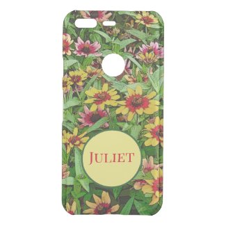 FLORAL/PINK AND YELLOW WITH RED/ PERSONALIZE