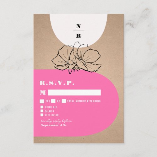 Floral Pink Arch Monogram Wedding Enclosure Card