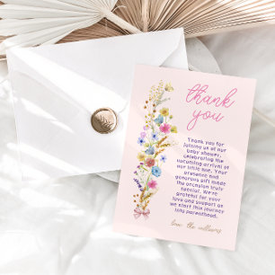 Floral Pink Baby Girl Shower Thank You Card
