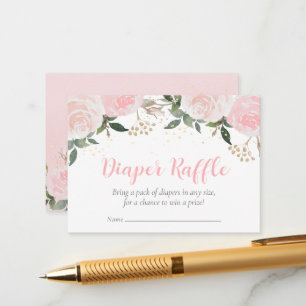 Floral Pink Baby Shower Diaper Raffle Enclosure Card