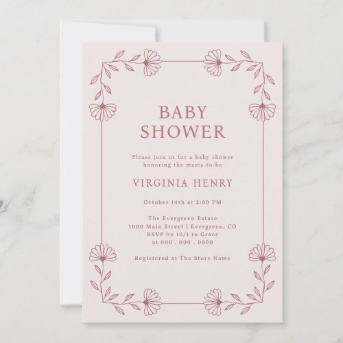Floral Pink Baby Shower Invitation