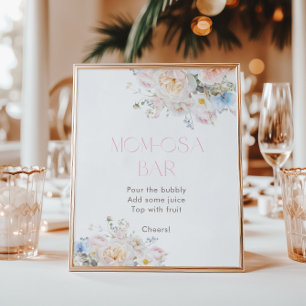 Floral Pink Baby Shower Momosa Bar Poster
