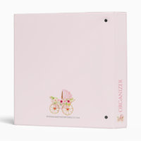 Floral pink baby stroller 3 ring binder