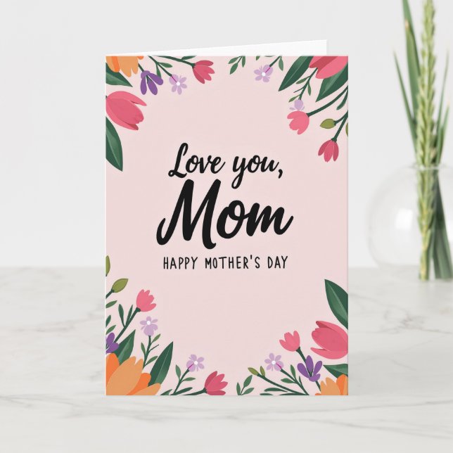 Floral Pink Background Card (Front)