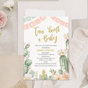 Floral Pink Banner Taco Bout A Baby Baby Shower Invitation