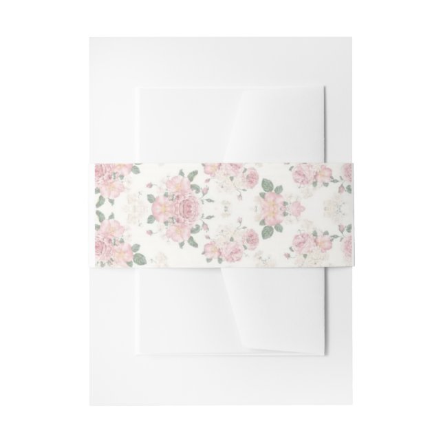 floral pink belly band for invitations (Front Example)