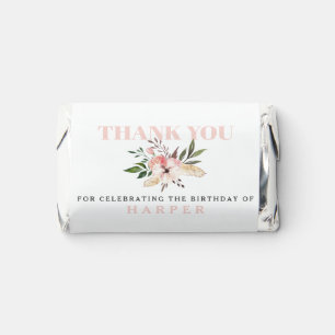 floral pink birthday party photo thank you  hershey's miniatures