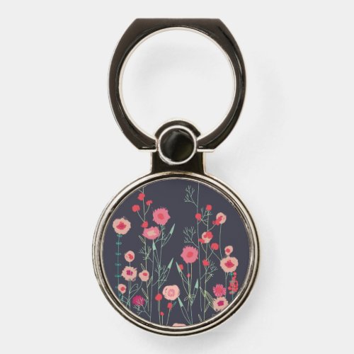 Floral Pink Black Phone Ring Stand