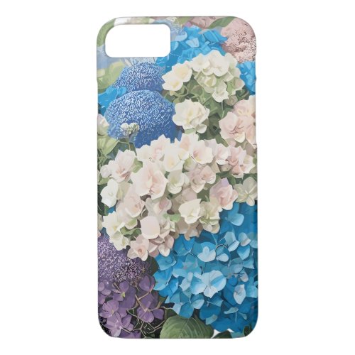 Floral Pink Blue Elegant Hydrangeas Phone Case