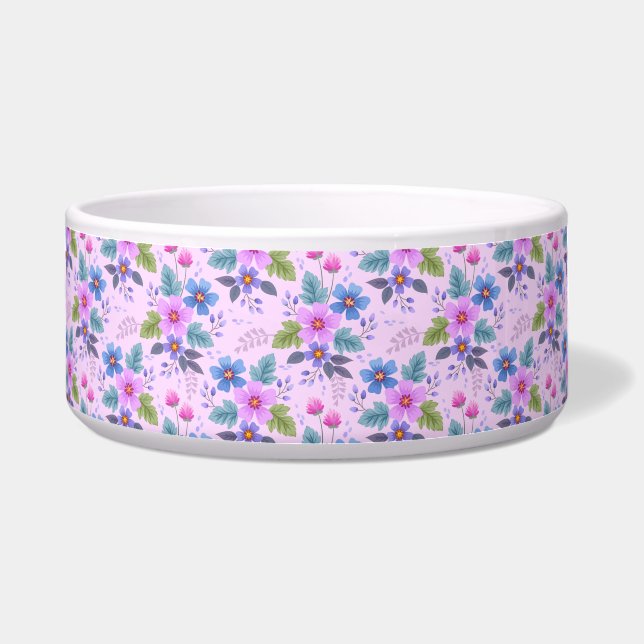 Floral Pink Blue Violet Flowers Pattern-36841 Bowl (Front)