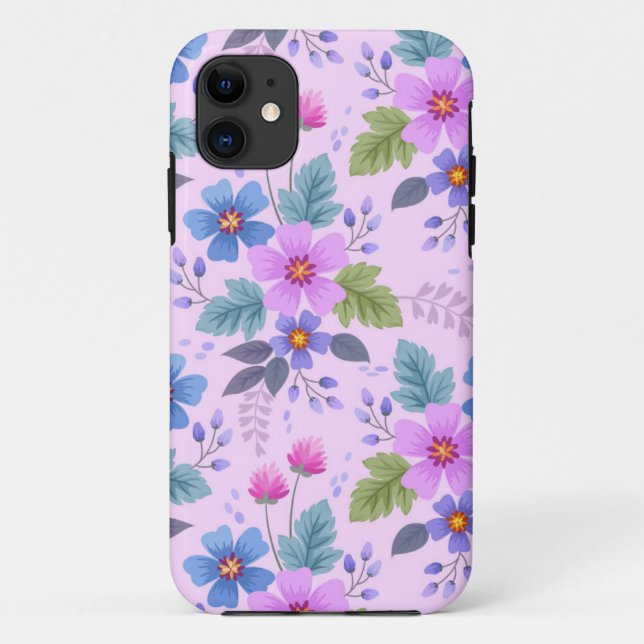 Floral Pink Blue Violet Flowers Pattern-36841 Case-Mate iPhone Case (Back)