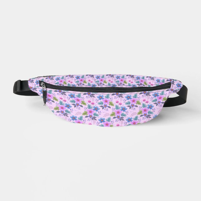 Floral Pink Blue Violet Flowers Pattern-36841 Fanny Pack (Front)