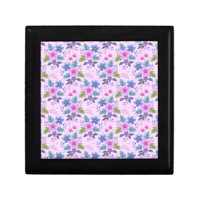 Floral Pink Blue Violet Flowers Pattern-36841 Gift Box (Front)