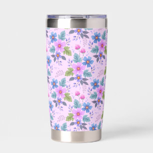 Floral Pink Blue Violet Flowers Pattern-36841 Insulated Tumbler