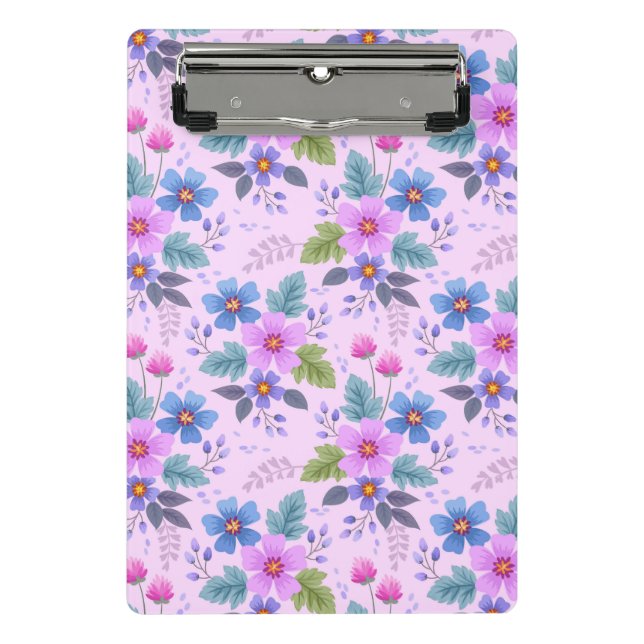 Floral Pink Blue Violet Flowers Pattern-36841 Mini Clipboard (Front)
