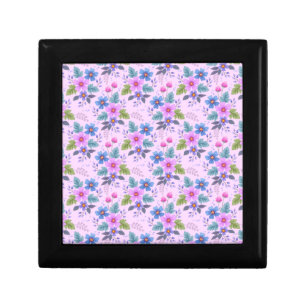 Floral Pink Blue Violet Flowers Pattern Gift Box