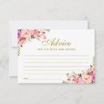 Floral Pink Blush Gold Wedding Advice Card<br><div class="desc">Watercolor Floral Pink Blush Gold Wedding Advice Card</div>