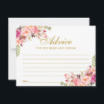 Floral Pink Blush Gold Wedding Advice Card L<br><div class="desc">Watercolor Floral Pink Blush Gold Wedding Advice Card - Large</div>