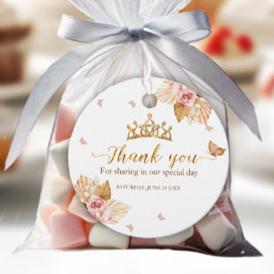 Floral Pink Blush Gown Quinceanera Favor Tags