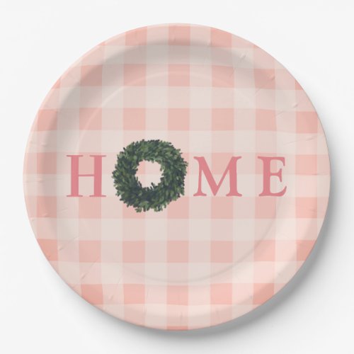 Floral Pink Blush HOME Typography Farmhouse Paper Plates