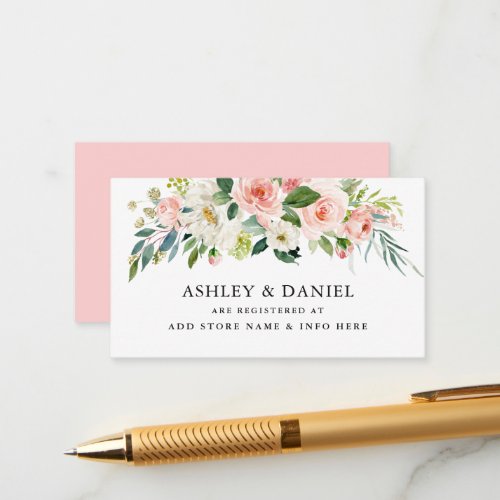 Floral Pink Blush Wedding Registry Insert Card