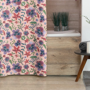 Floral pink boho all-over print  shower curtain