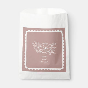 Floral Pink Botanical Scalloped Wedding Favor Bag
