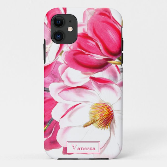 Floral pink botanical stylish chic gift custom  Case-Mate iPhone case (Back)