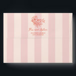 Floral Pink Bouquet Stripe Wedding Envelope<br><div class="desc">Red line art hand drawn dotted border over light pink stripe background.  Back flap features floral illustration with return address.</div>