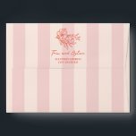 Floral Pink Bouquet Stripe Wedding Envelope<br><div class="desc">Red line art hand drawn dotted border over light pink stripe background.  Back flap features floral illustration with return address.</div>