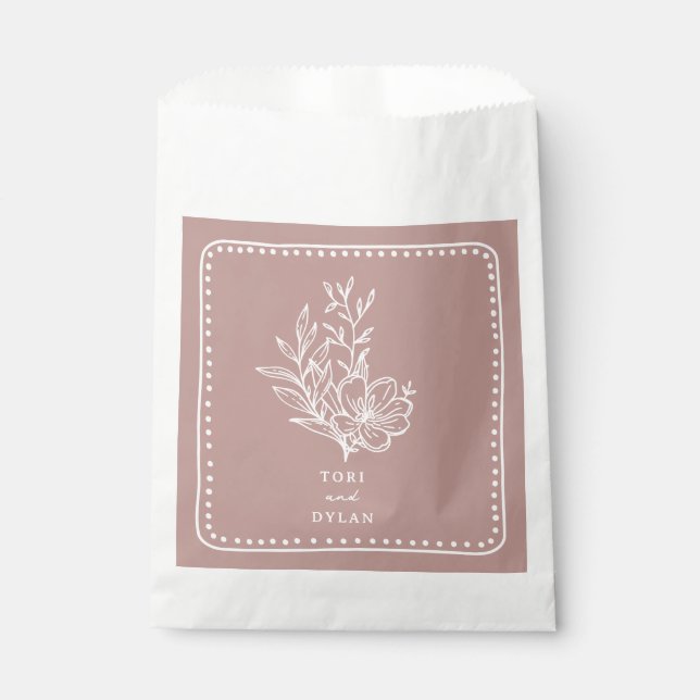 Floral Pink Bouquet Wedding Favor Bag (Front)
