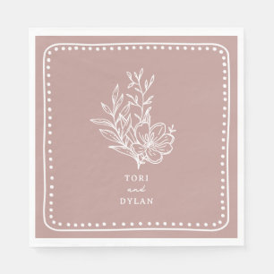 Floral Pink Bouquet Wedding Napkins