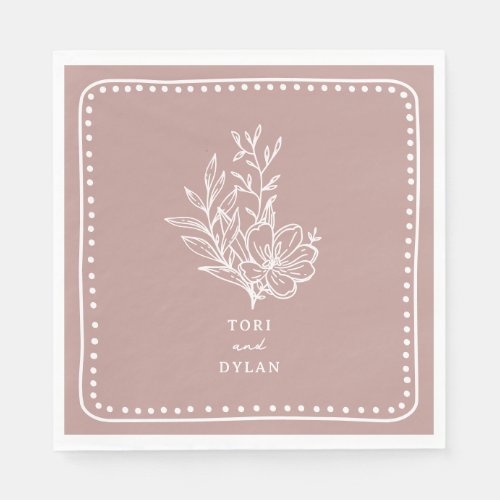 Floral Pink Bouquet Wedding Napkins