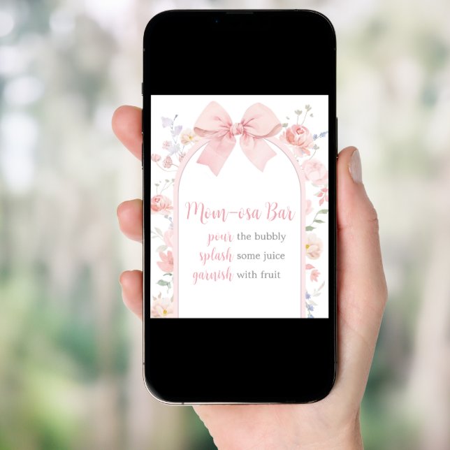 Floral Pink Bow Baby in Bloom Mom Osa Bar Poster (Front Digital)