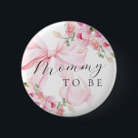 Floral Pink Bow Baby Shower Button<br><div class="desc">Floral pink bow button</div>