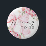 Floral Pink Bow Baby Shower Button<br><div class="desc">Floral pink bow button</div>