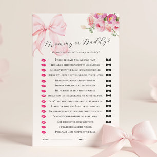 Floral Pink Bow Baby Shower Guess Who Game