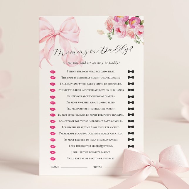 Floral Pink Bow Baby Shower Guess Who Game (Creator Uploaded)