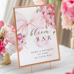 Floral Pink Bow Bouqet Bar Poster