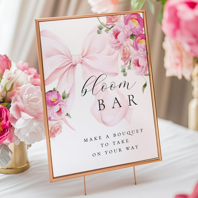 Floral Pink Bow Bouqet Bar  Poster (Creator Uploaded)