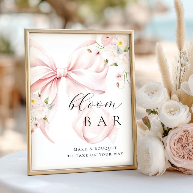 Floral Pink Bow Bouqet Bar  Poster (Creator Uploaded)