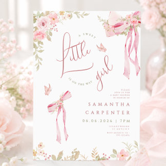 Floral Pink Bow Coquette Garden baby shower Invitation