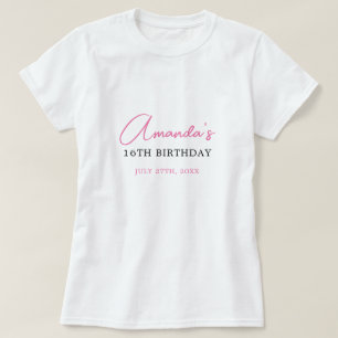 Floral Pink Bow Coquette Sweet 16 Birthday T-Shirt