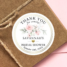 Floral Pink Bridal Shower / Baby Thank You Classic