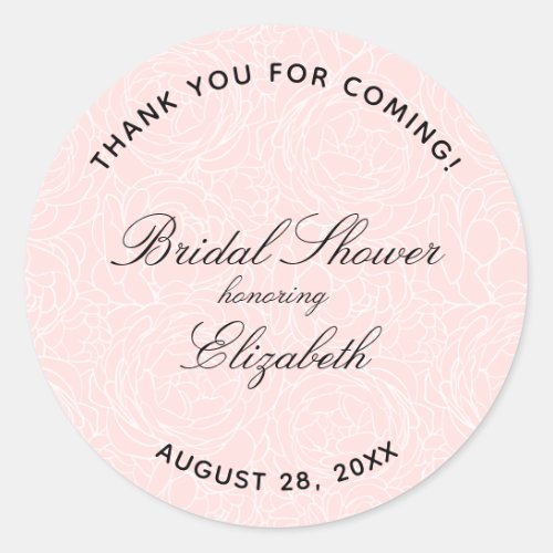 Floral Pink Bridal Shower Classic Round Sticker