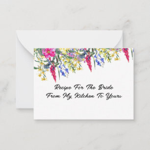 Floral pink bridal shower recipe card