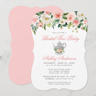 Floral Pink Bridal Shower Tea Party Invite BP